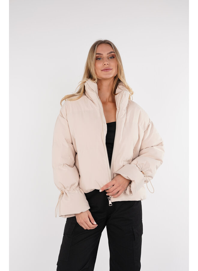 Puffer jacket dames beige