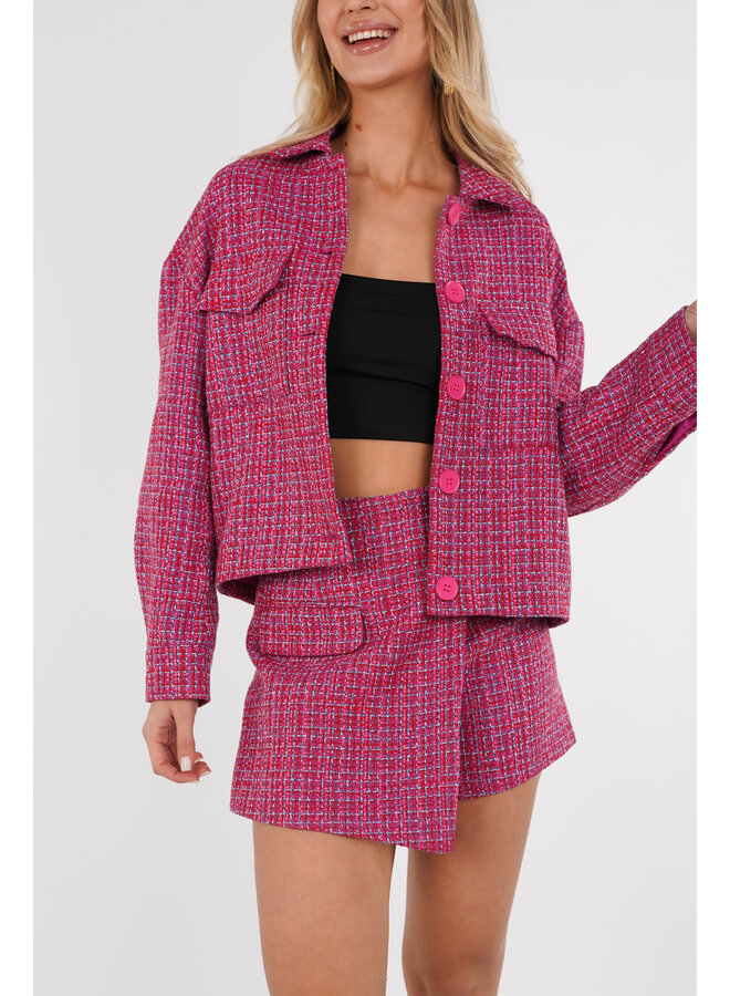 Jasje dames met tweed print roze