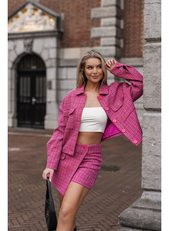 Jasje dames met tweed print roze