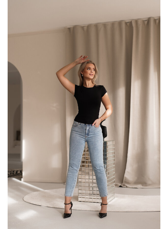 Mom jeans met 3/4 model en stretch