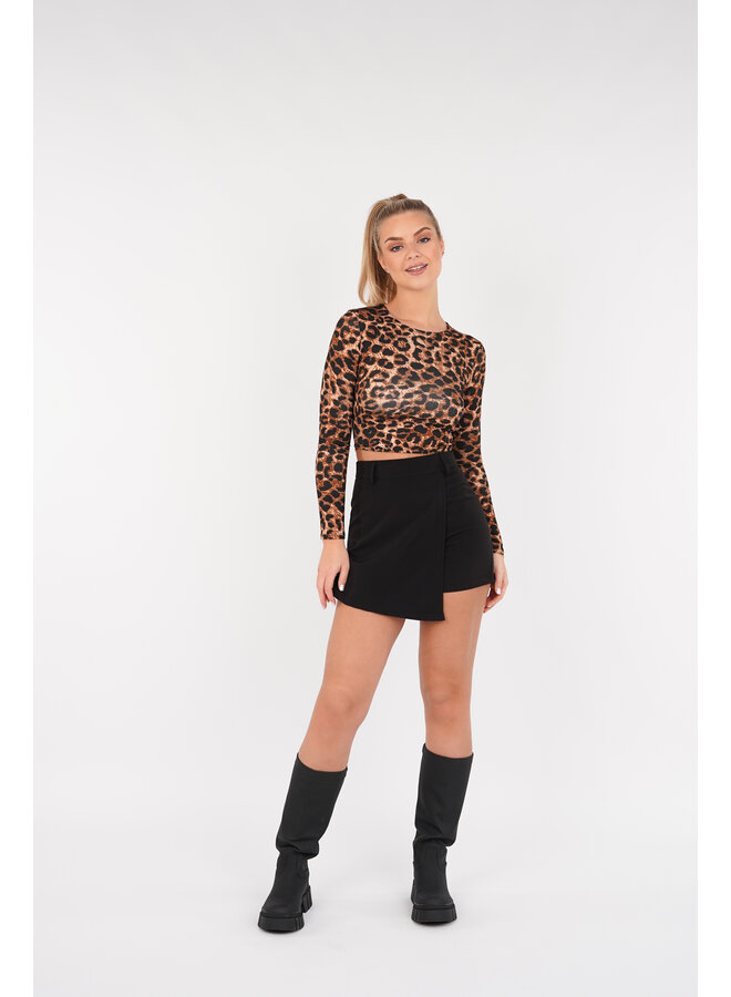 Crop top luipaard met lange mouwen