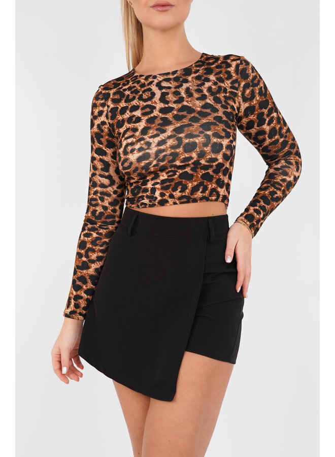 Crop top luipaard met lange mouwen