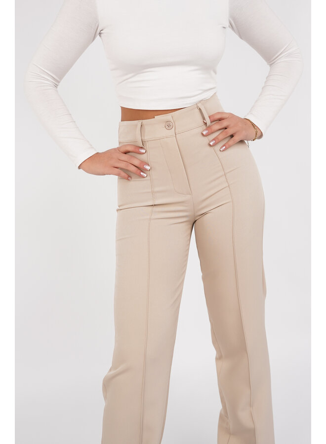 Pantalon sand dames met wijd model