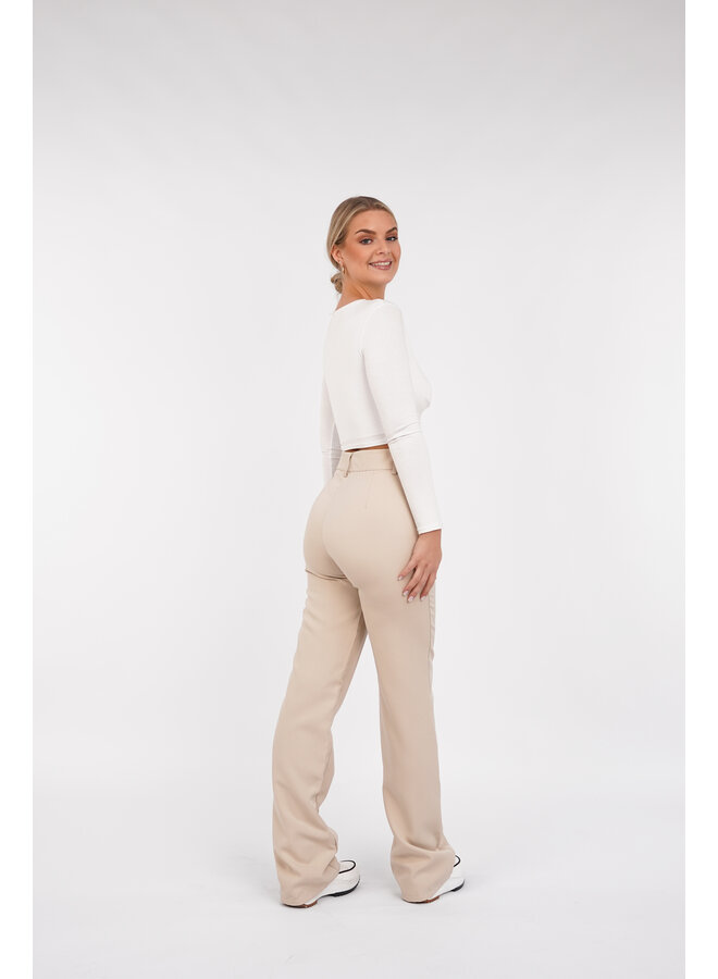 Pantalon sand dames met wijd model