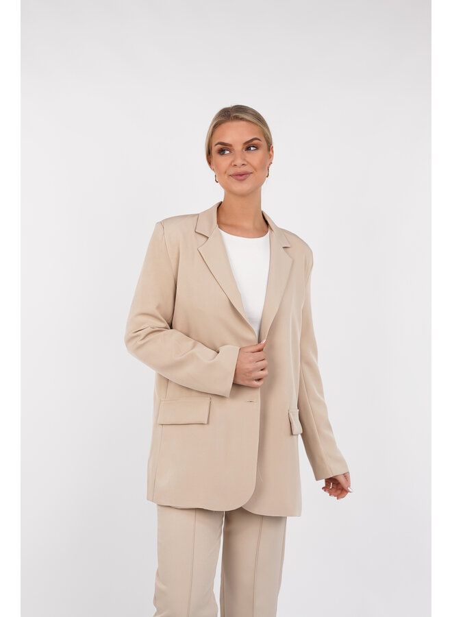 Oversized blazer sand met lange mouwen