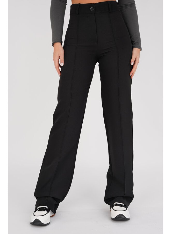 Zwarte pantalon dames met wijd model