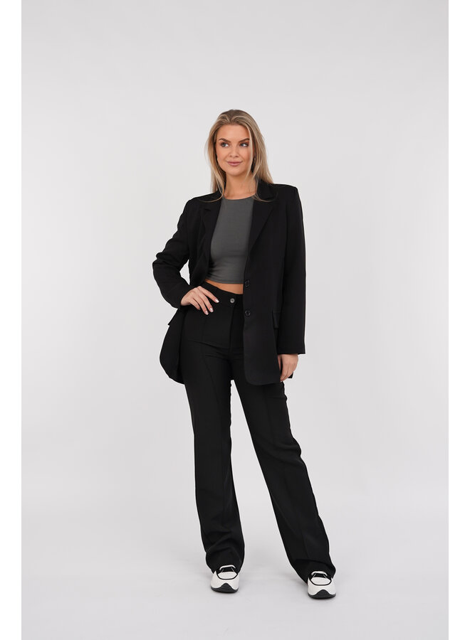 Zwarte pantalon dames met wijd model