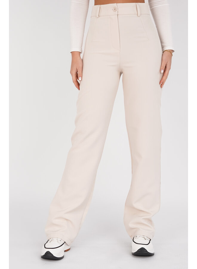 Pantalon beige met wide leg model