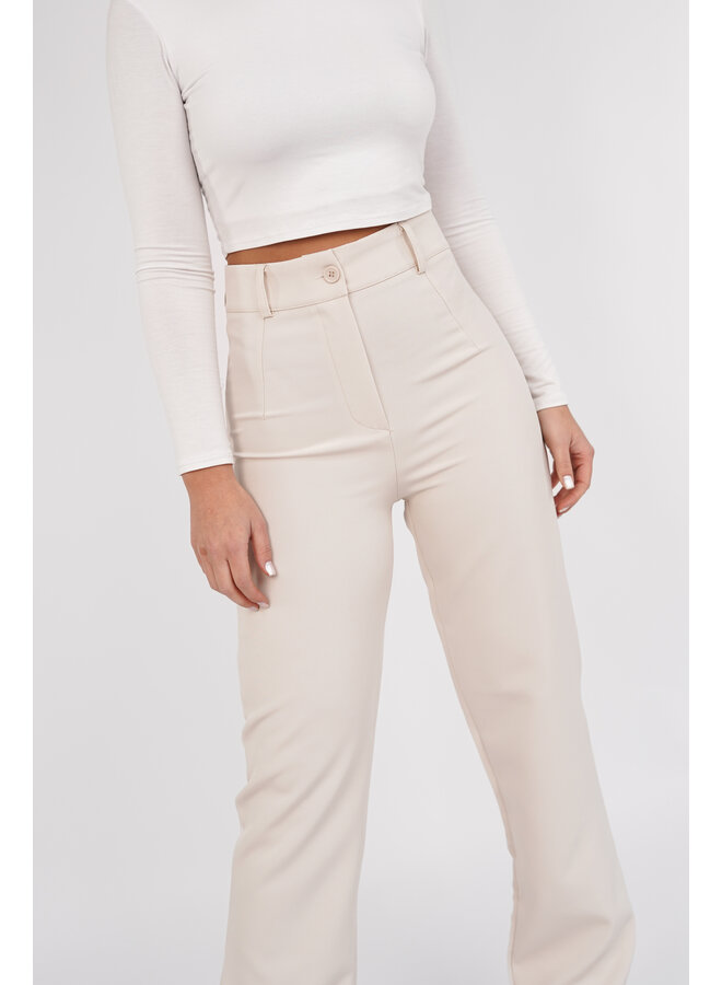 Pantalon beige met wide leg model