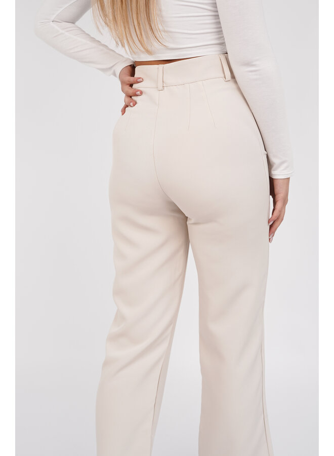 Pantalon beige met wide leg model