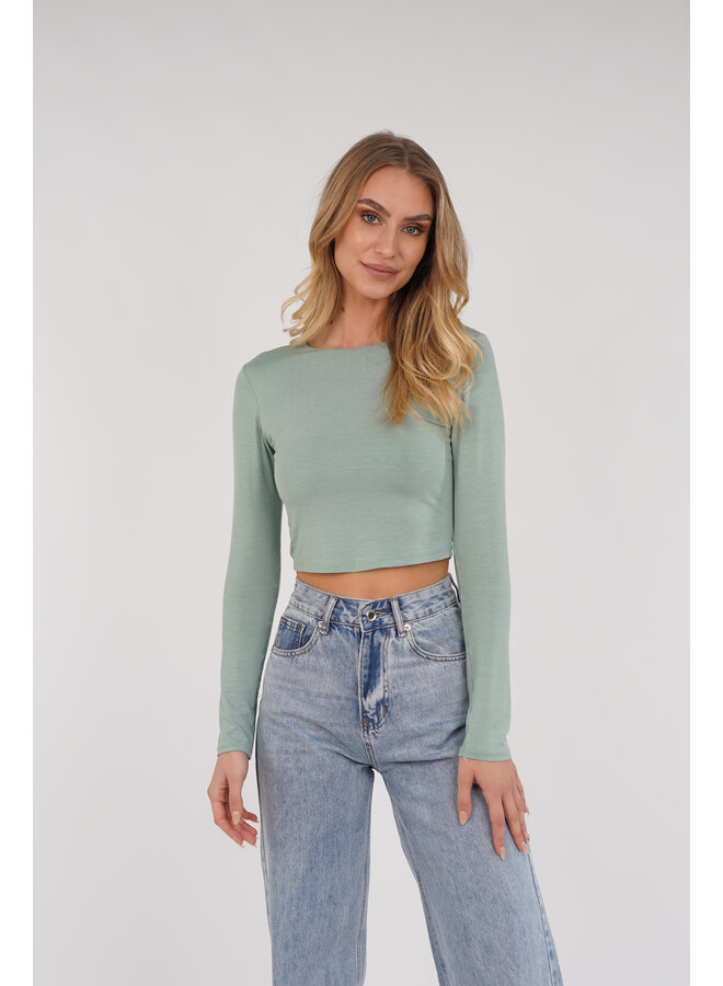 Crop top mint groen met lange mouwen