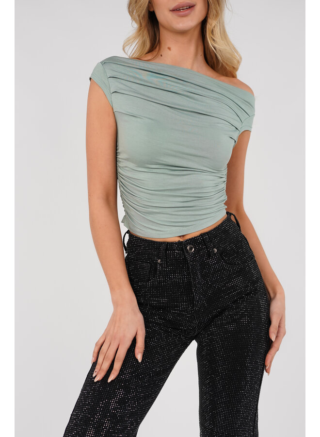 Off shoulder top mint groen - Milani