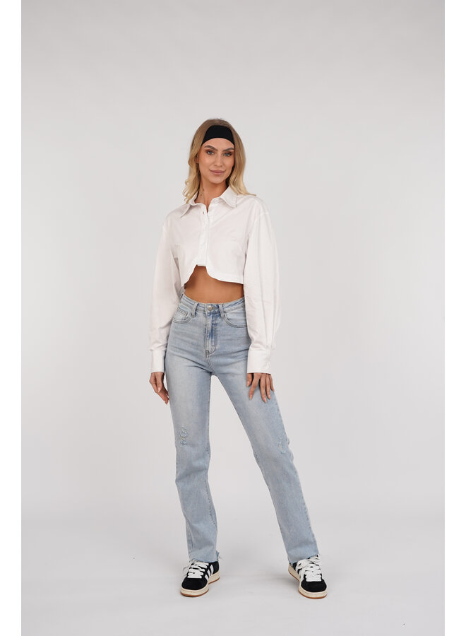 Cropped blouse wit met knopen