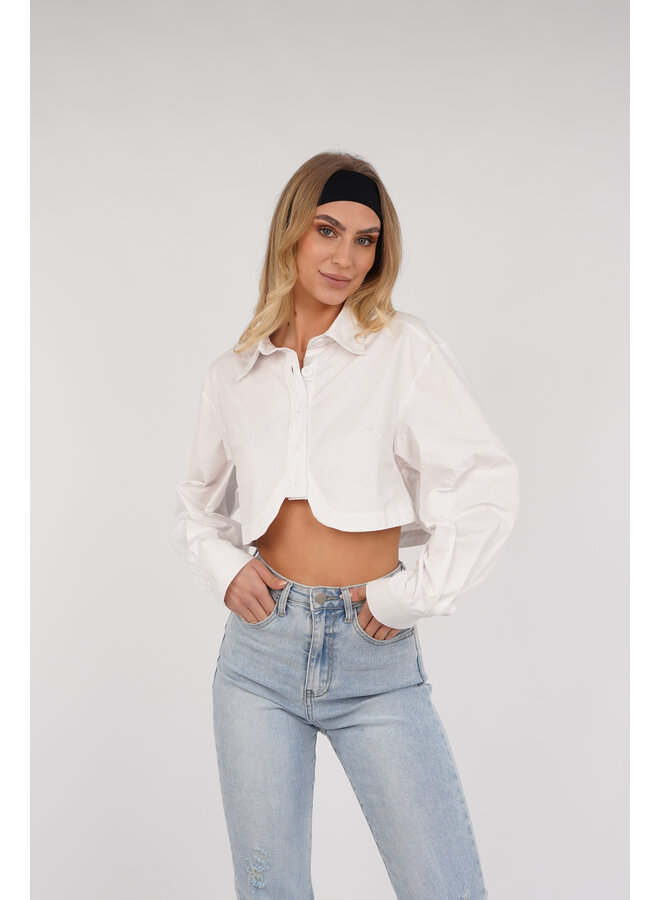 Cropped blouse wit met knopen