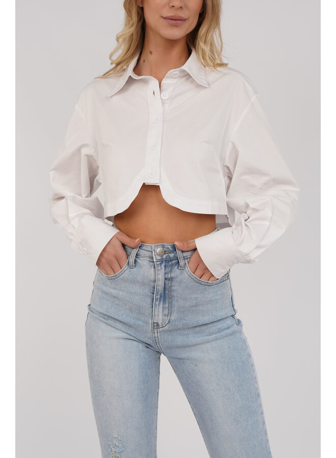 Cropped blouse wit met knopen