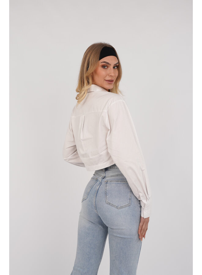 Cropped blouse wit met knopen