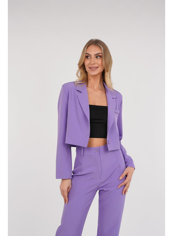 Cropped blazer dames paars