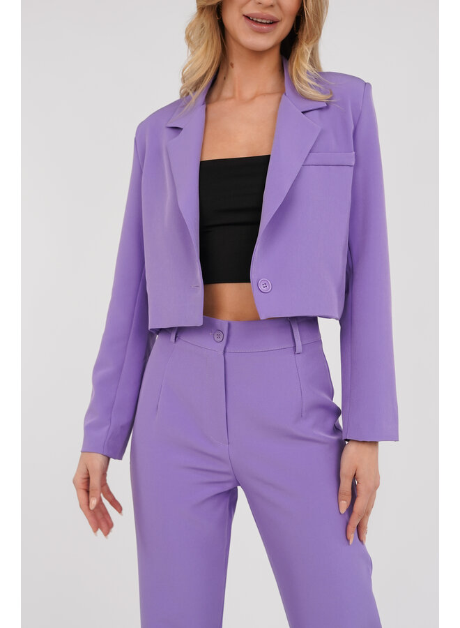 Cropped blazer dames paars