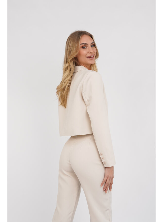 Cropped blazer dames beige