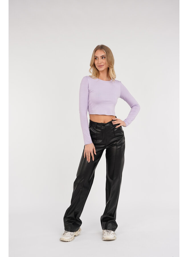 Crop top lila met lange mouwen