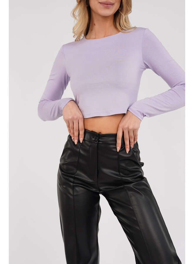 Crop top lila met lange mouwen