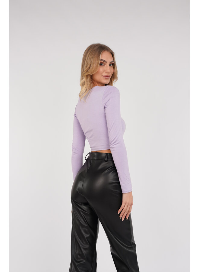 Crop top lila met lange mouwen