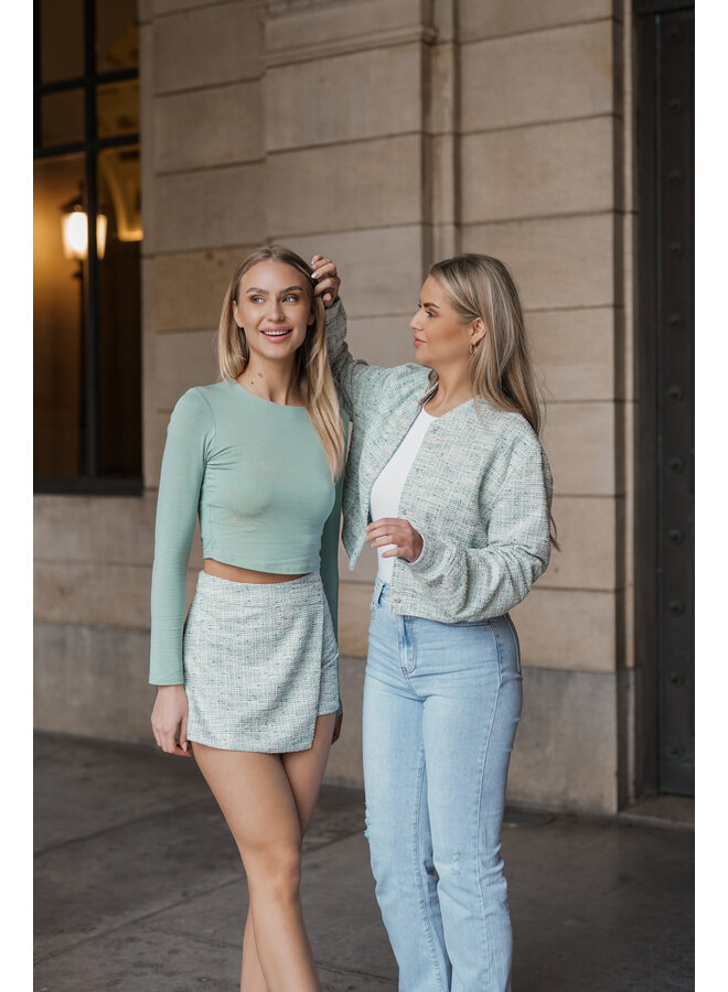 Crop top mint groen met lange mouwen