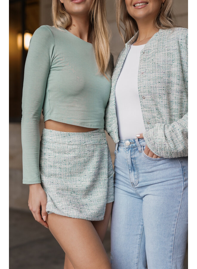 Crop top mint groen met lange mouwen