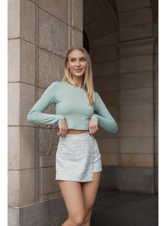 Crop top mint groen met lange mouwen