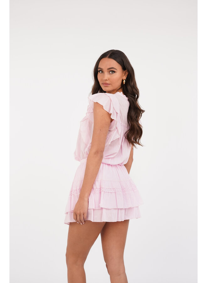 Broekrokje dames met ruffles  licht roze