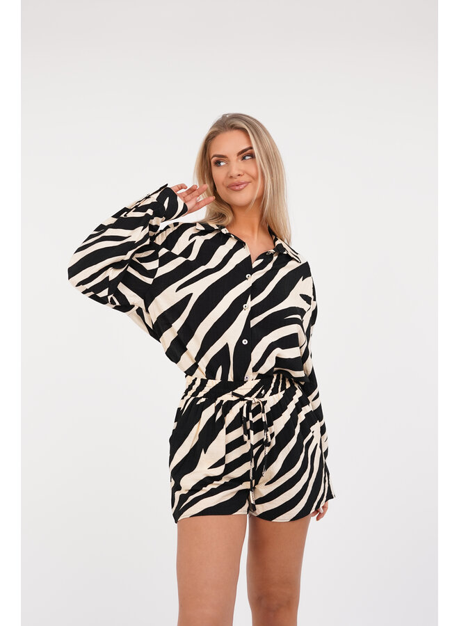 Korte broek met zebraprint zwart