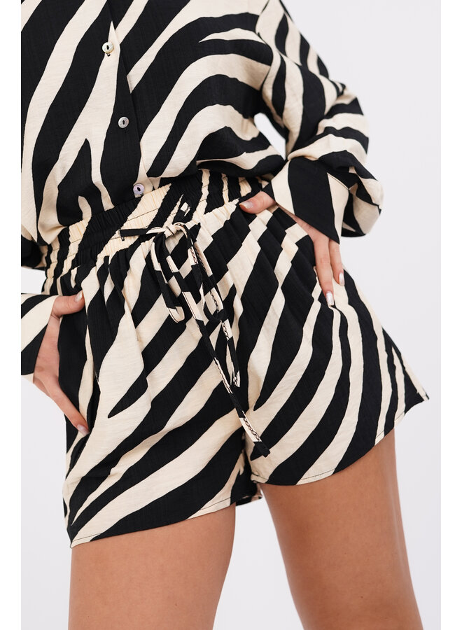 Korte broek met zebraprint zwart