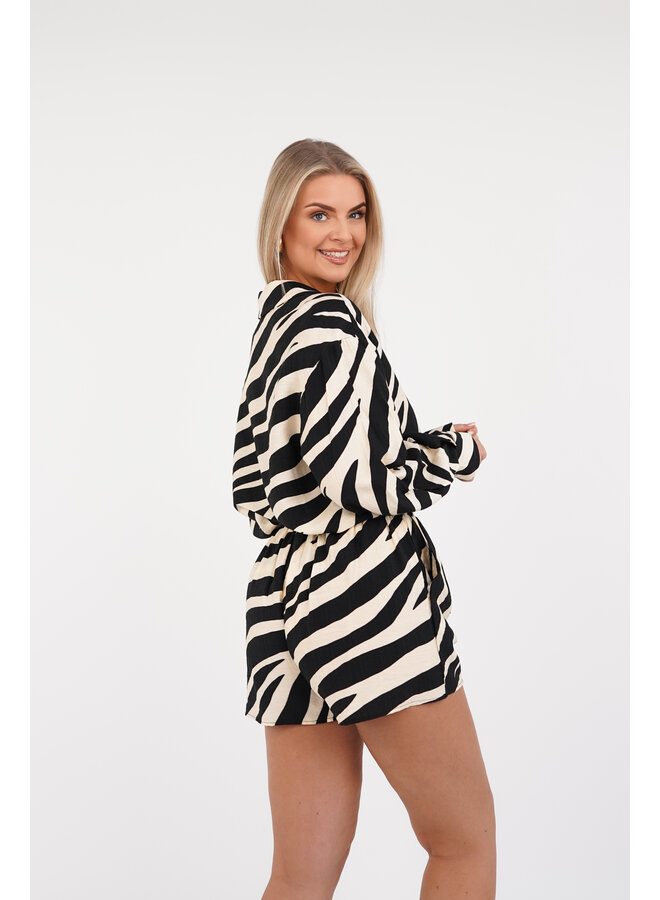 Korte broek met zebraprint zwart