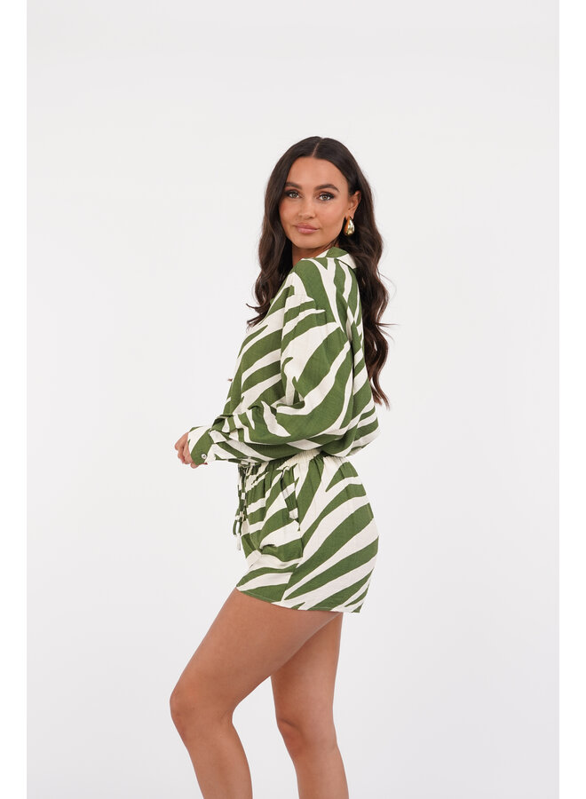 Oversized blouse met zebra print groen