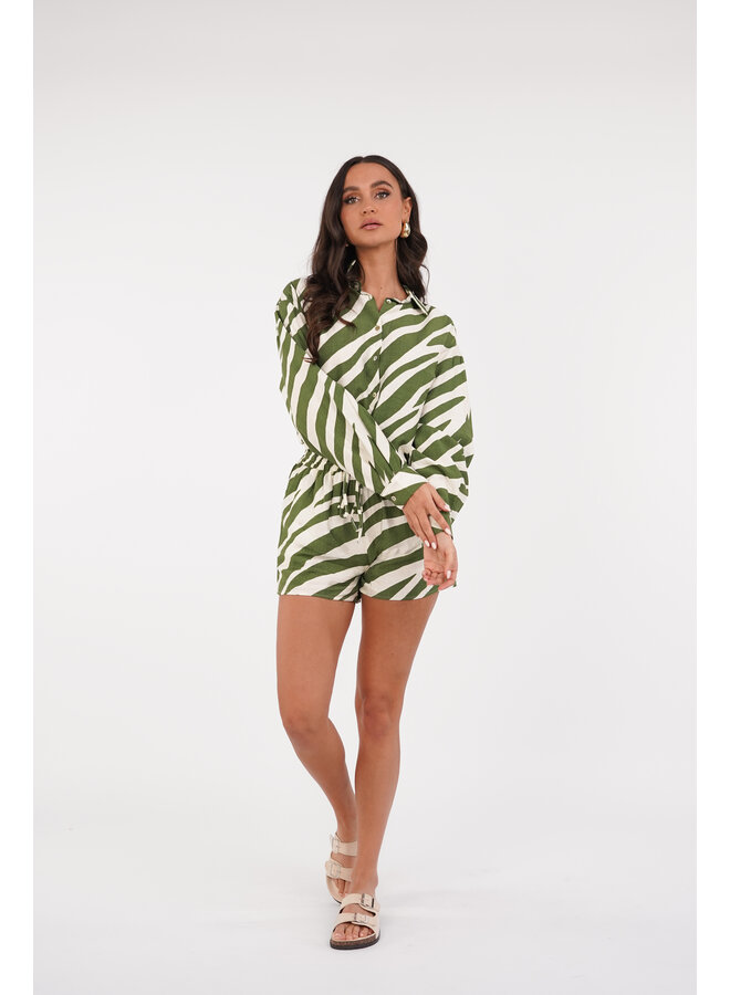 Oversized blouse met zebra print groen