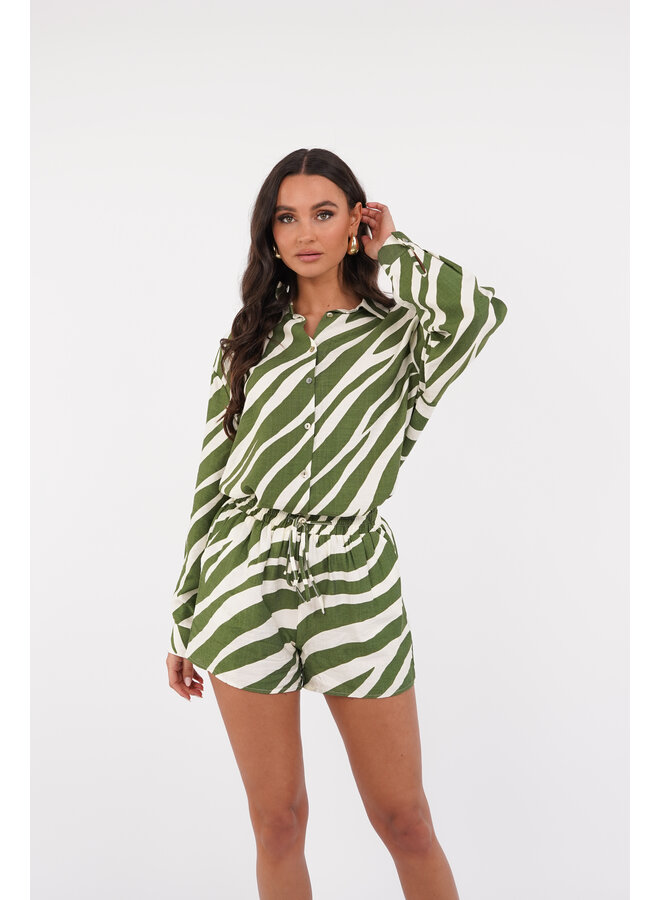 Korte broek met zebraprint groen