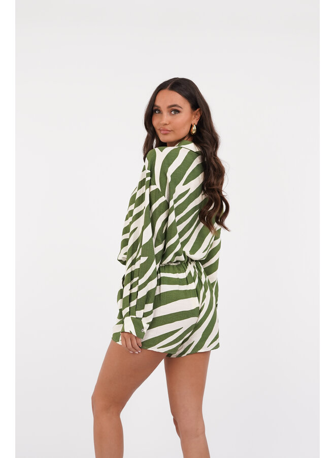 Korte broek met zebraprint groen