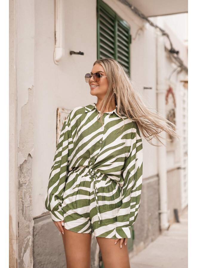Oversized blouse met zebra print groen