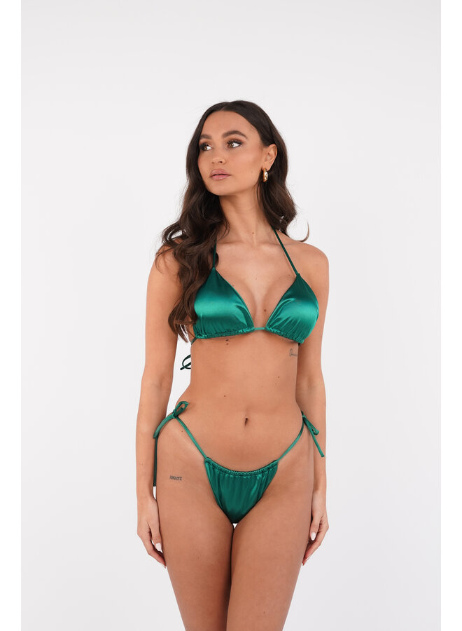 Triangel bikini satijn met cover up groen