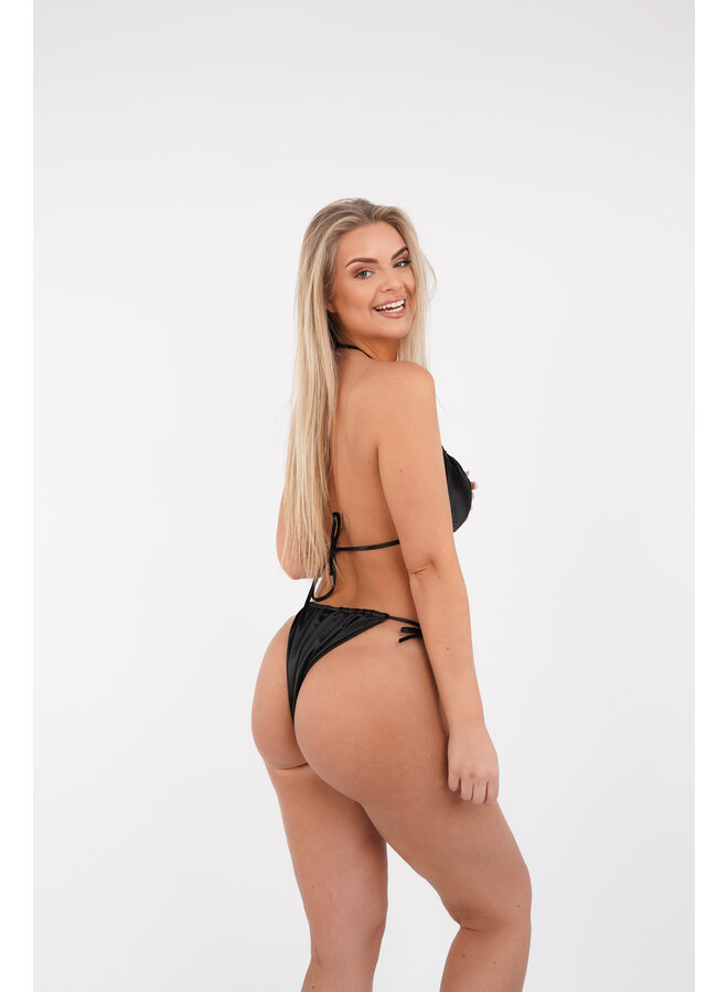 Triangel bikini satijn met cover up zwart