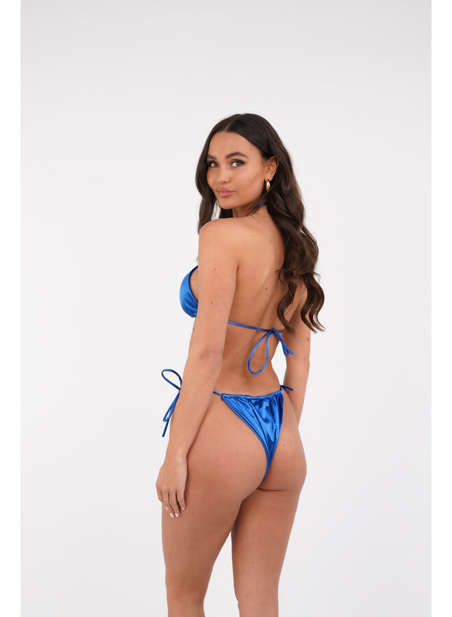Triangel bikini satijn met cover up donker blauw
