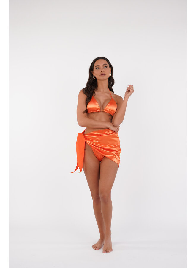 Triangel bikini satijn met cover up oranje