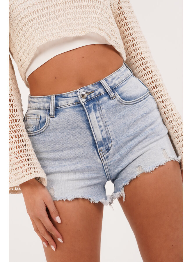 Destroyed denim short blauw  - Odelia