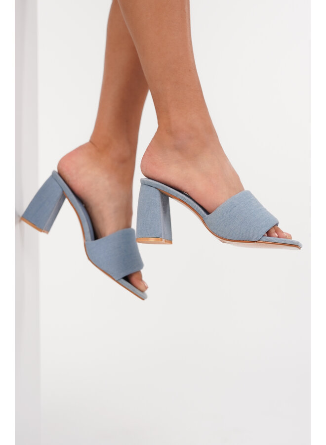 Slip in heels denim blauw - Nowie