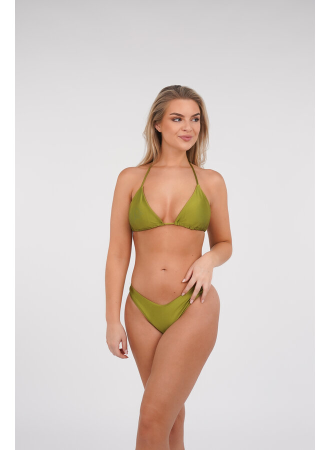 Triangel bikini olijf groen met brazilian broekje en  cover up