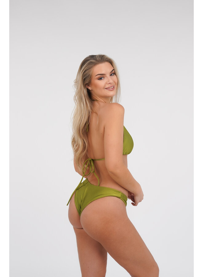 Triangel bikini olijf groen met brazilian broekje en  cover up