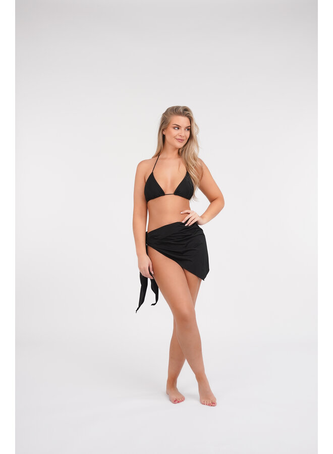 Triangel bikini zwart met brazilian broekje en  cover up
