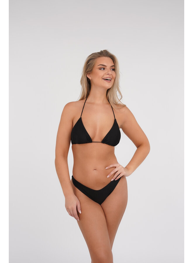 Triangel bikini zwart met brazilian broekje en  cover up