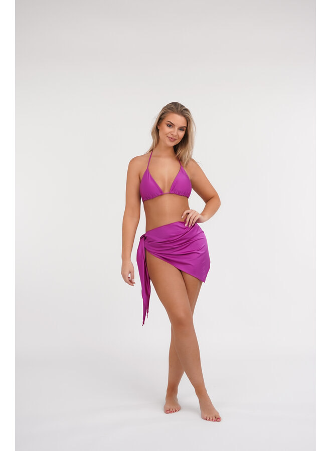 Triangel bikini paars met brazilian broekje en  cover up