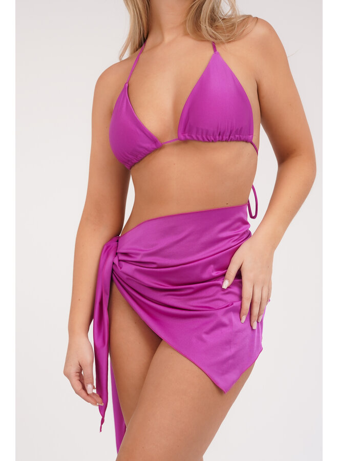 Triangel bikini paars met brazilian broekje en  cover up